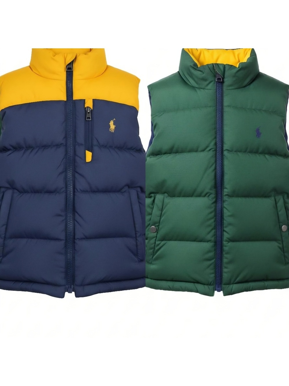 Polo Ralph Lauren Kids reversible puffer vest blue and yellow color-block Sz 5